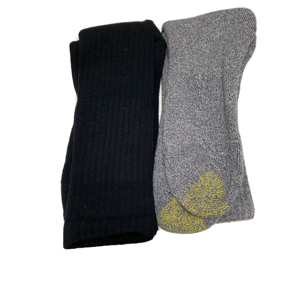 Gold Toe Men Crew Socks 2 Pair Black/Gray Size L